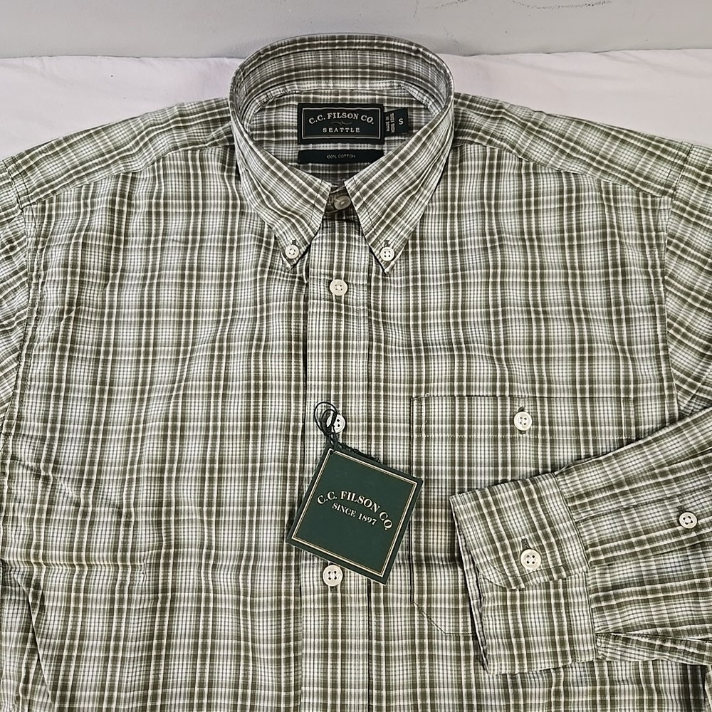 C.C. Filson Co. Mens Shirt Small Green Plaid Cotton Button Down NWT